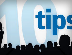 10 tips graphic with the silhouette of a crowd