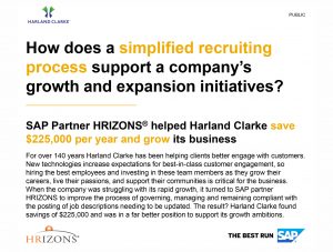 SAP Partner HRIZONS helped Harland Clarke save $225,000 per year