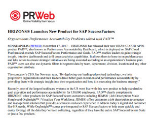 PRWeb New SAP SuccessFactors new product